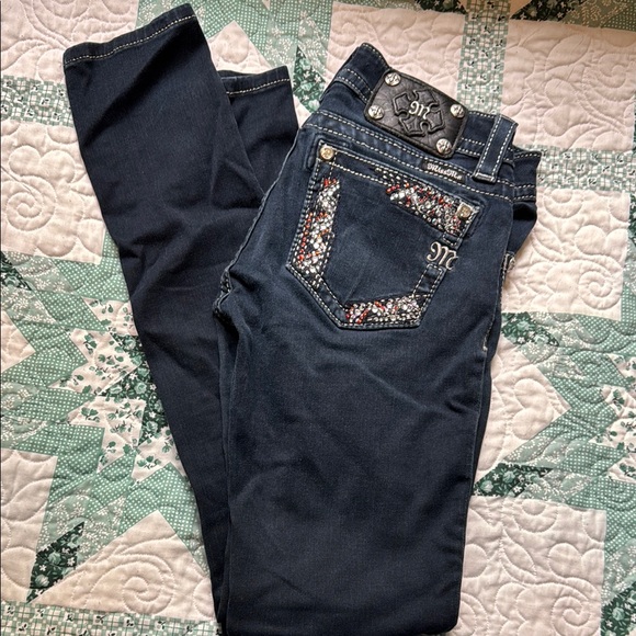 Miss Me Signature Blue Skinny Jeans with Embroidered Back - Picture 1 of 5
